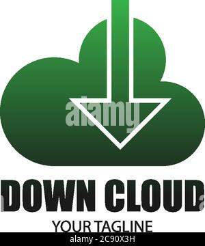 Down cloud icon logo design concept vector illustation Stock Vector