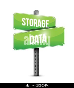 Storage data street sign illustration design over a white background Stock Vector
