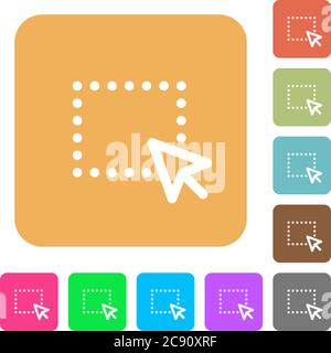 Drag and drop operation icons on rounded square vivid color backgrounds. Stock Vector
