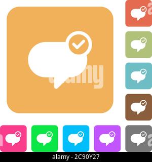 Message sent icons on rounded square vivid color backgrounds. Stock Vector