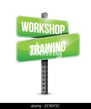Workshop training road sign concept illustration design graphic Stock Vector