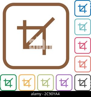 Crop tool simple icons in color rounded square frames on white background Stock Vector