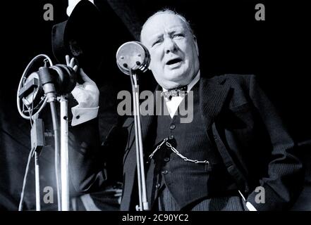 Sir Winston Churchill - British Prime Minister public speech Stock Photo
