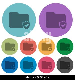 Protected folder darker flat icons on color round background Stock Vector