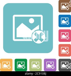Cancel image operations white flat icons on color rounded square backgrounds Stock Vector