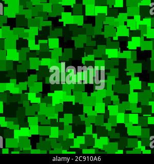 Abstract seamless pattern with emerald green and lime colored chaotic squares Stock Vector