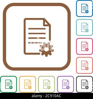 Document setup simple icons in color rounded square frames on white background Stock Vector