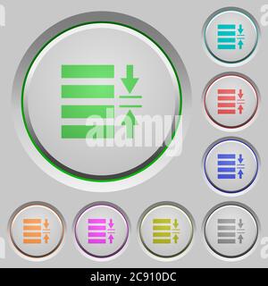 Adjust line spacing color icons on sunk push buttons Stock Vector