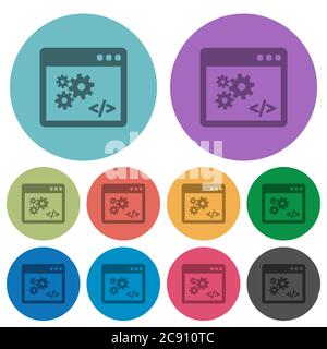 Application programming interface darker flat icons on color round background Stock Vector