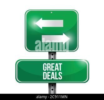 Great deals road sign illustration design over a white background Stock Vector