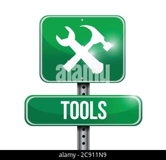 Tools street sign illustration design over a white background Stock Vector