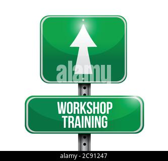 Workshop training road sign concept illustration design graphic Stock Vector