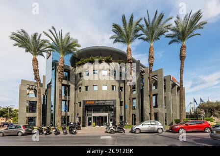 Heraklion, Greece - November 12, 2019: Building of the Pancreta Cooperative Bank in Heraklion, Crete Island, Greece. Stock Photo