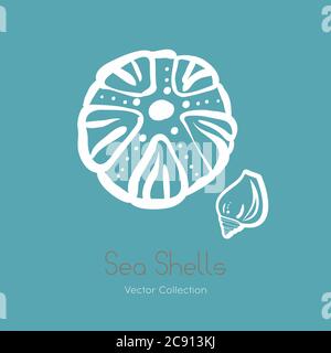 Fossil ammonite nautilus seashell vector logo set. Isolated vector of seashells, ancient ammonite fossil logo, card. Stock Vector