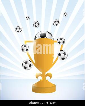 Soccer trophy and balls illustration design over white Stock Vector