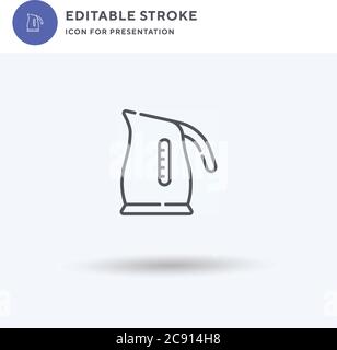 Electric Kettle icon vector, filled flat sign, solid pictogram isolated on white, logo illustration. Electric Kettle icon for presentation. Stock Vector