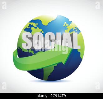 Social globe sign illustration design over a white background Stock Vector