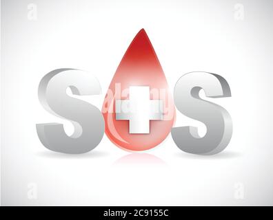 Sos blood illustration design over a white background Stock Vector