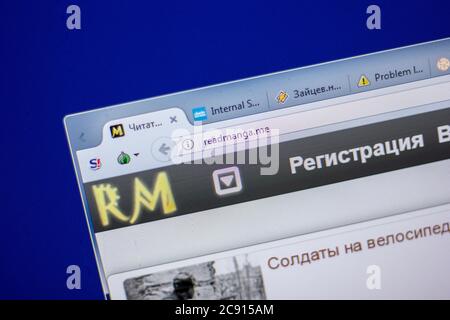 Ryazan, Russia - June 05, 2018: Homepage of ReadManga website on the display of PC, url - ReadManga.me Stock Photo