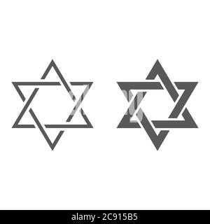 Star of David line and glyph icon, israel and jewish, hexagram sign, vector graphics, a linear pattern on a white background. Stock Vector