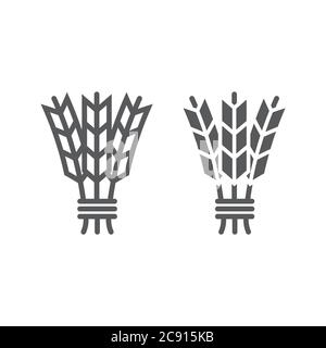 Barley line and glyph icon, harvest and rye, wheat sign, vector graphics, a linear pattern on a white background. Stock Vector