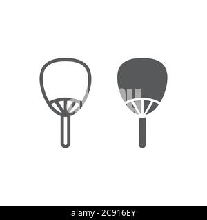 Uchiwa line and glyph icon, asian and accessories, japanese fan sign, vector graphics, a linear pattern on a white background. Stock Vector