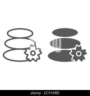 Japanese stones line and glyph icon, asian and balance, hot stones sign, vector graphics, a linear pattern on a white background. Stock Vector