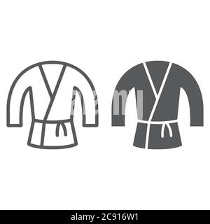 Japanese kimono line and glyph icon, asian and clothes, japan costume sign, vector graphics, a linear pattern on a white background. Stock Vector
