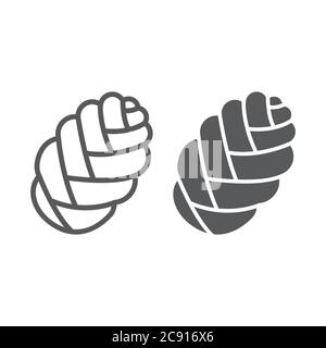 Challah line and glyph icon, bake and bakery, jewish bread sign, vector graphics, a linear pattern on a white background. Stock Vector