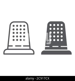 Sewing thimble line and glyph icon, embroidery and sew, sewing tool sign, vector graphics, a linear pattern on a white background. Stock Vector