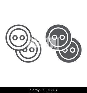 Sewing buttons line and glyph icon, accessory and sew, clothing button sign, vector graphics, a linear pattern on a white background. Stock Vector