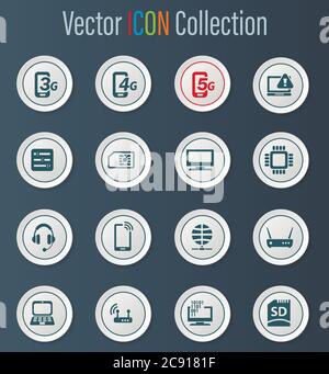 Mobile connection icons set Stock Vector