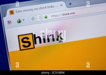Ryazan, Russia - June 05, 2018: Homepage of Shink website on the display of PC, url - Shink.me Stock Photo