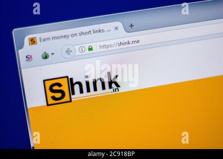 Ryazan, Russia - June 05, 2018: Homepage of Shink website on the display of PC, url - Shink.me Stock Photo