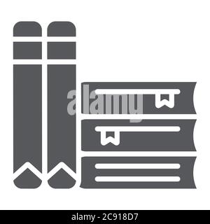 Books glyph icon, school and learning, literature sign, vector graphics, a solid pattern on a white background. Stock Vector