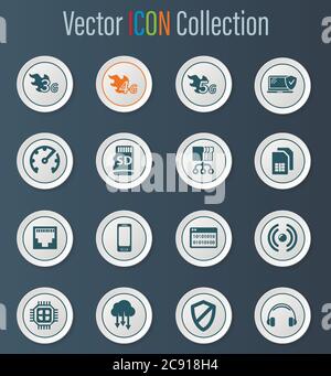 Mobile connection icons set Stock Vector