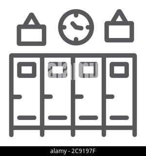 School lockers line icon, gym and changing, closet sign, vector graphics, a linear pattern on a white background. Stock Vector