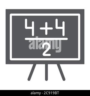 Maths example glyph icon, lesson and mathematical, blackboard with arithmetic sign, vector graphics, a solid pattern on a white background. Stock Vector