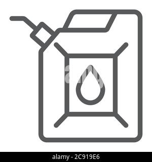 Jerrycan line icon, canister and container, fuel tank sign, vector graphics, a linear pattern on a white background. Stock Vector