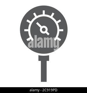 Oil manometer glyph icon, control and meter, pressure gage sign, vector graphics, a solid pattern on a white background. Stock Vector