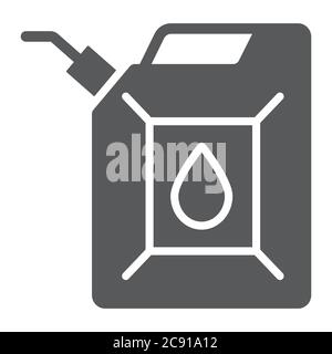 Jerrycan glyph icon, canister and container, fuel tank sign, vector graphics, a solid pattern on a white background. Stock Vector
