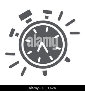 Alarm clock glyph icon, time and clock, watch sign, vector graphics, a solid pattern on a white background. Stock Vector
