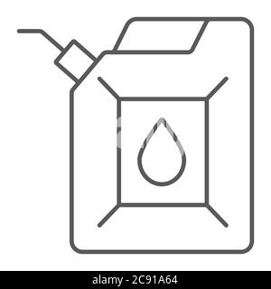 Jerrycan thin line icon, canister and container, fuel tank sign, vector graphics, a linear pattern on a white background. Stock Vector