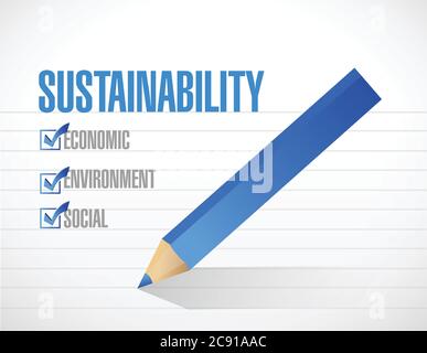 Sustainability check mark list concept illustration design over a white background Stock Vector