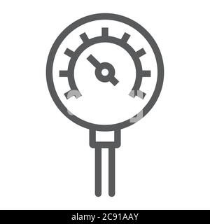 Oil manometer line icon, control and meter, pressure gage sign, vector graphics, a linear pattern on a white background. Stock Vector