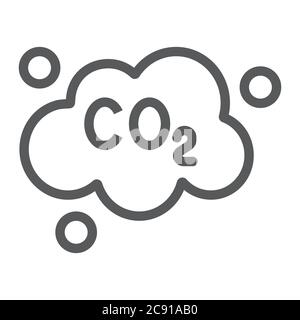 Pollution co2 line icon, ecology and dioxide, co2 emissions cloud sign, vector graphics, a linear pattern on a white background. Stock Vector