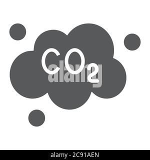 Pollution co2 glyph icon, ecology and dioxide, co2 emissions cloud sign, vector graphics, a solid pattern on a white background. Stock Vector