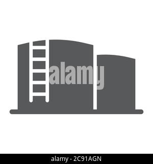Oil storage glyph icon, fuel and industry, oil tank sign, vector graphics, a solid pattern on a white background. Stock Vector
