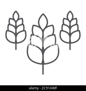 Spikelet thin line icon, farm and agriculture, wheat sign, vector graphics, a linear pattern on a white background. Stock Vector
