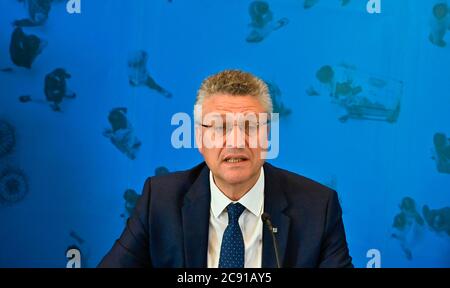 Berlin, Germany. 28th July, 2020. The head of the German Robert Koch Institute (RKI), Lothar Wieler, speaks at a press conference on the current corona situation in Germany. Credit: Tobias Schwarz/AFP/Pool/dpa/Alamy Live News Stock Photo